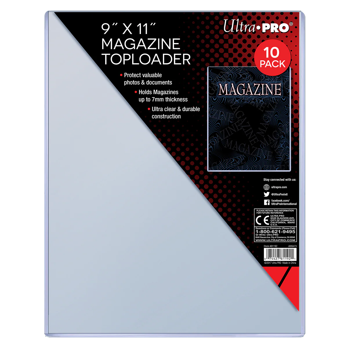 9" x 11" Thick Magazine TOPLOADER® (10ct)