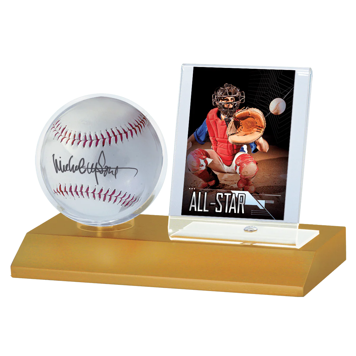 Baseball & Card Wood Display Holder - Image 3