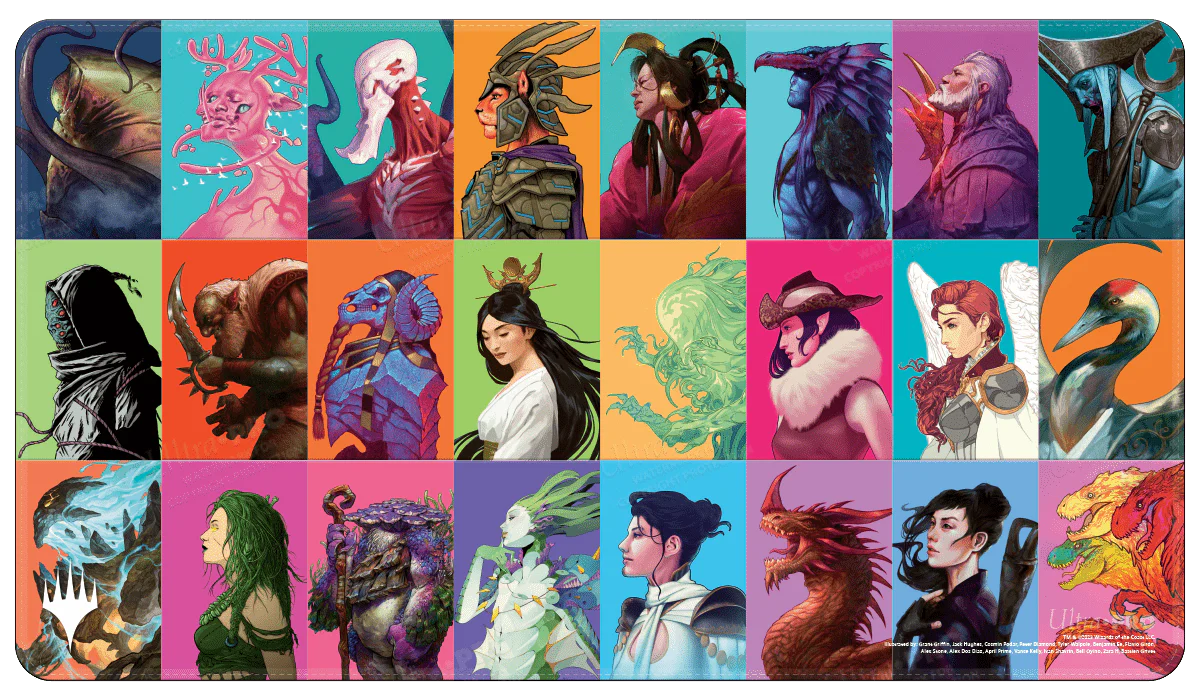 Commander Masters Pop Collage White Stitched Standard Gaming Playmat for Magic: The Gathering