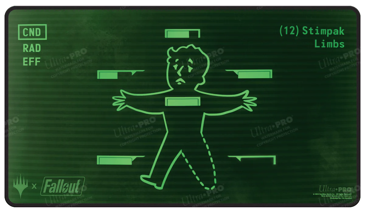Fallout Inventory Management Black Stitched Standard Gaming Playmat for Magic: The Gathering