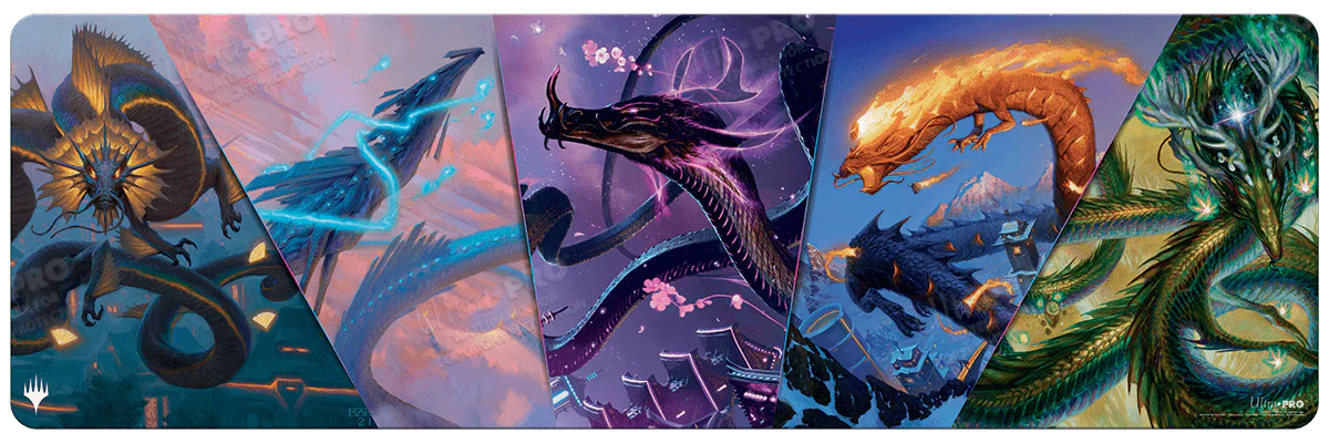 Kamigawa Neon Dynasty Sky Dragon Compilation 8ft Table Playmat for Magic: The Gathering