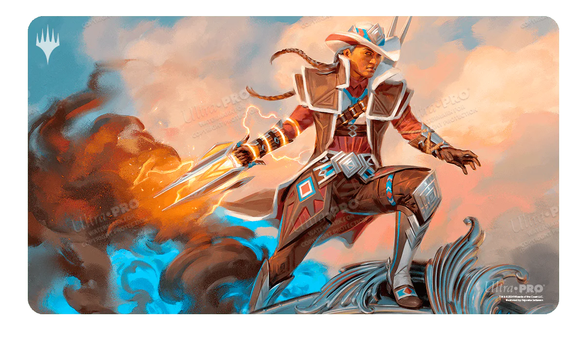 Outlaws of Thunder Junction Annie Flash, the Veteran Standard Gaming Playmat Key Art for Magic: The Gathering